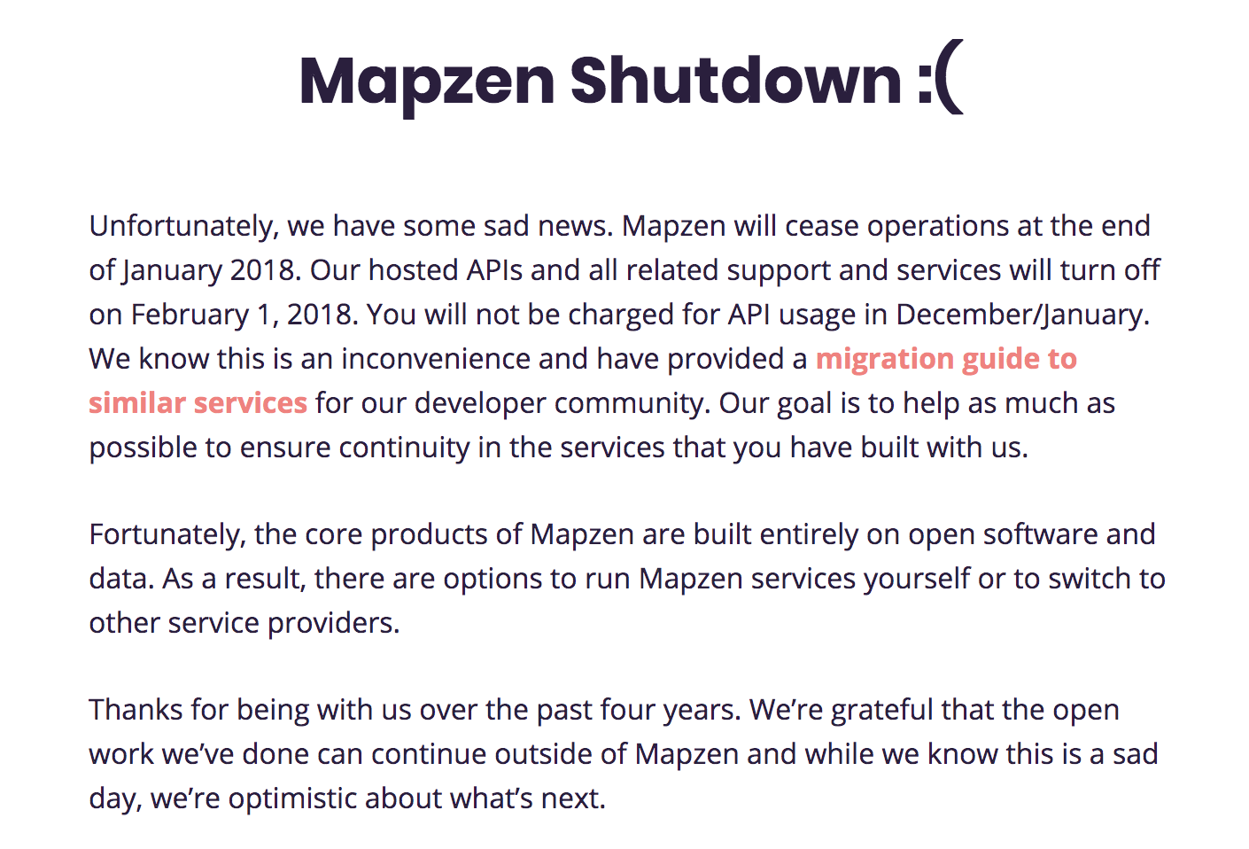 Mapzen Shutdown